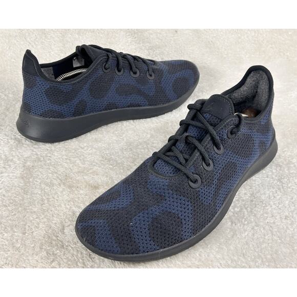 ALLBIRDS Men's Tree Runners Sneakers Size 13 Blue Black Camo Lace Up Shoes - Picture 1 of 6
